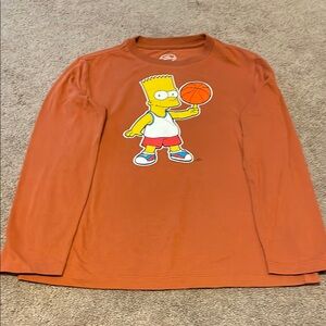 Bart Simpson Old Navy Orange Long Sleeve Shirt - size M